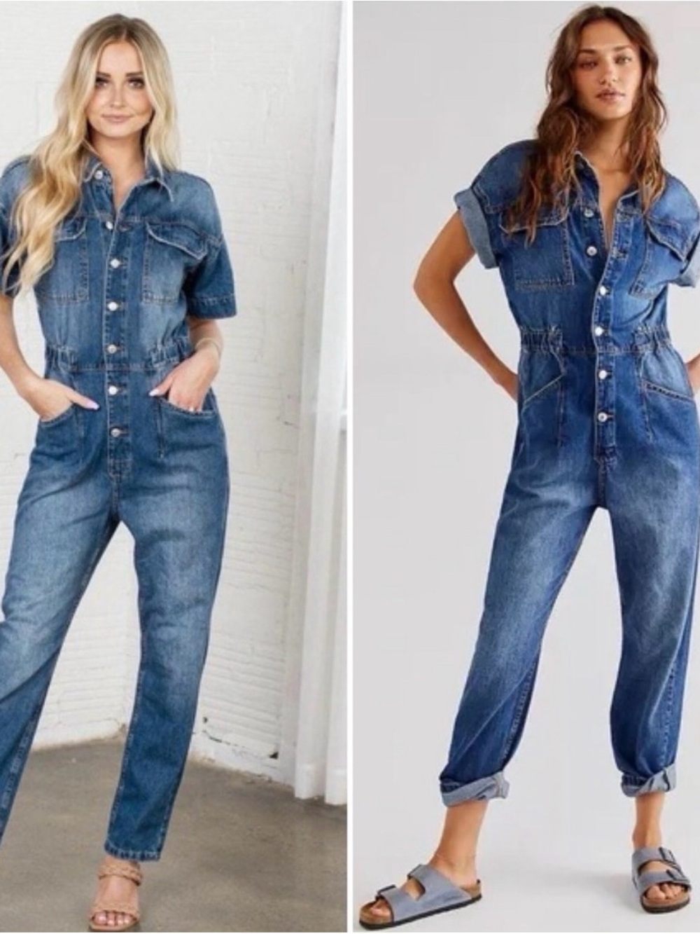 Free People Marci Denim Blue Coveralls One Piece Jumpsuit
